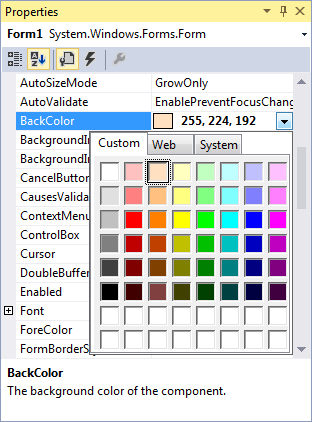 Change the BackColor Property