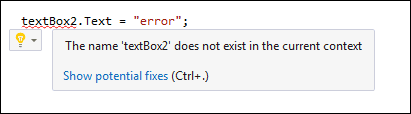 Red Wavy underline in C# denoting an error