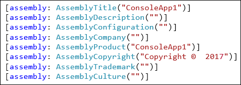 The assembly info file in C# 2017