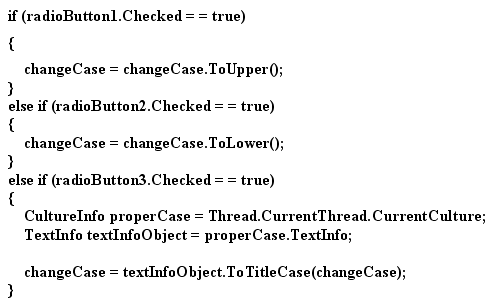 C# code to change case