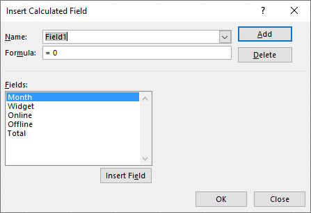 The Calculated Field dialog box