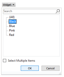 The filters for the Pivot Chart