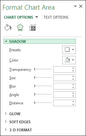 Agregar sombras a un gráfico en Excel 2013