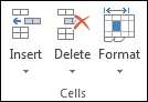 El panel de celdas en la cinta de Excel