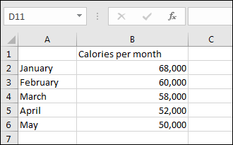 A simple Excel spreadsheet
