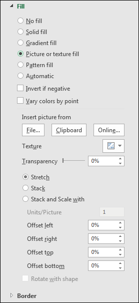 Picture or texture fill options