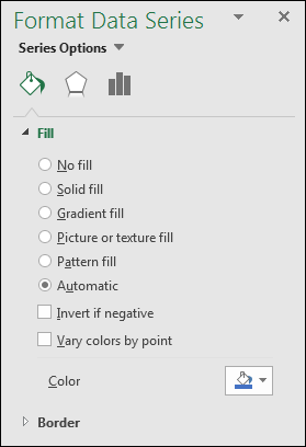 The Fill options in the Format Data Series panel