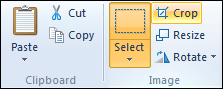 The Crop button in Microsoft Paint