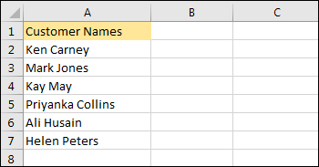 First and Last Names in a single Excel column