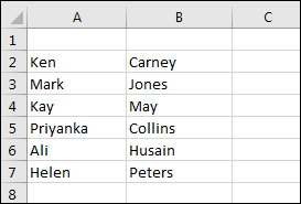 First and LAst names in two separate columns