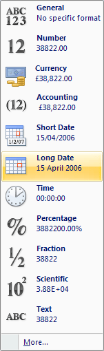 Long Date en Excel 2007