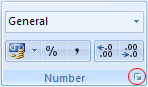 El panel de números de Excel 2007