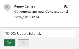 Replying to a conversation comment in Excel