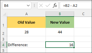 Calculating the difference between two values