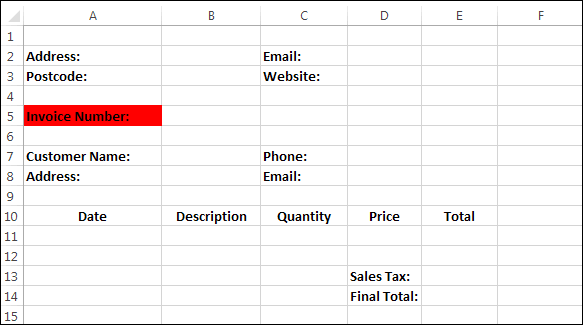 A basic Excel Invoice