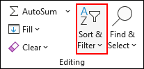 The editing panel in Excel