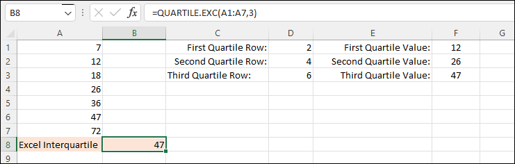 Excel's QUARTILE.EXC function