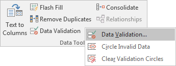 The Data Tools Panel in Excel 2016