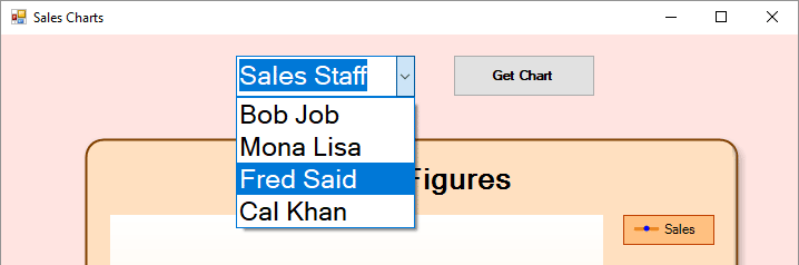 A dropdown list of values pulled from an Excel spreadsheet