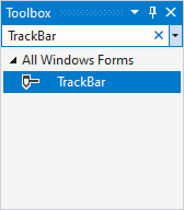 Searching for the TrackBar control in Visual Studio