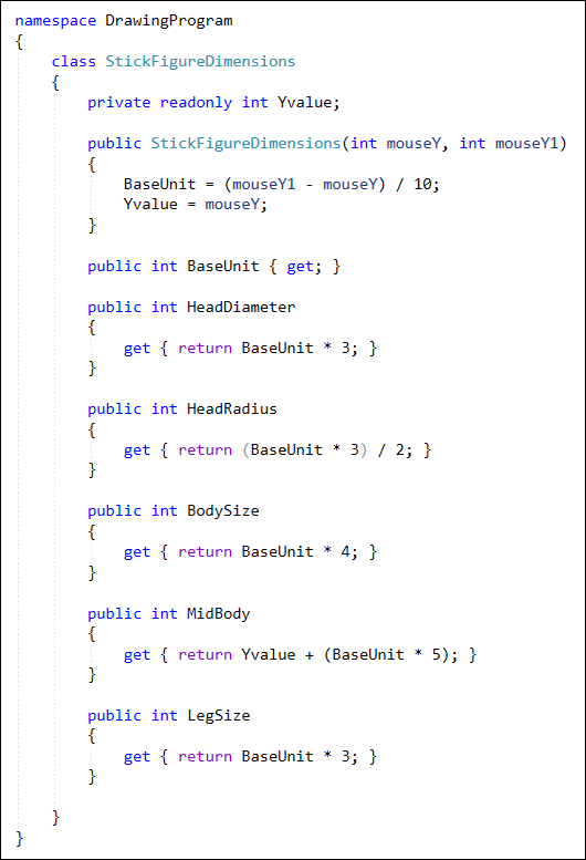 A C# class with Read Only properties
