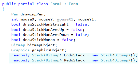 A stack set up in C#