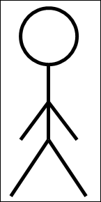 Stick man figure with arms down
