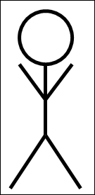 Stick man figure with arms raised