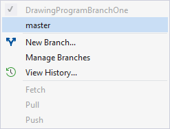 The Branch menu in Visual Studio