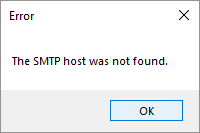 Message box displayed when the smtp host could not be found