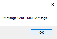 Message box stating that the email has been sent