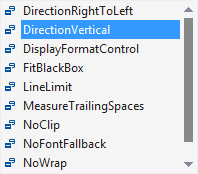Context menu showing the DirectionVertical option