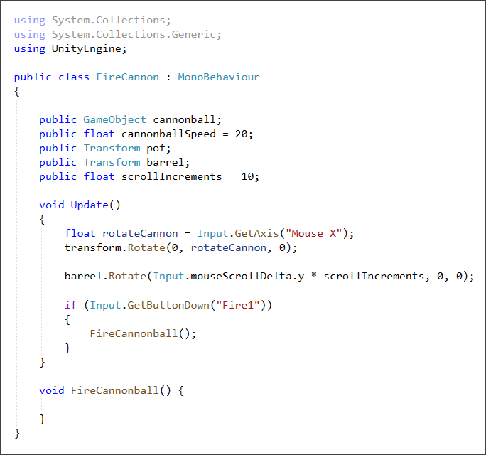 Unity C# script to rotate the barrel of a cannon