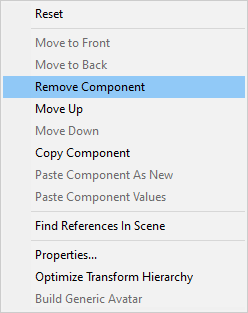 The Remove Component menu