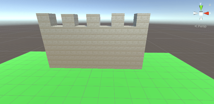 Castle wall in Unity sitting on a green plane