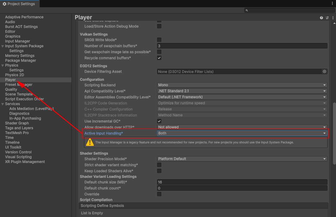 Unity Active Input Handling