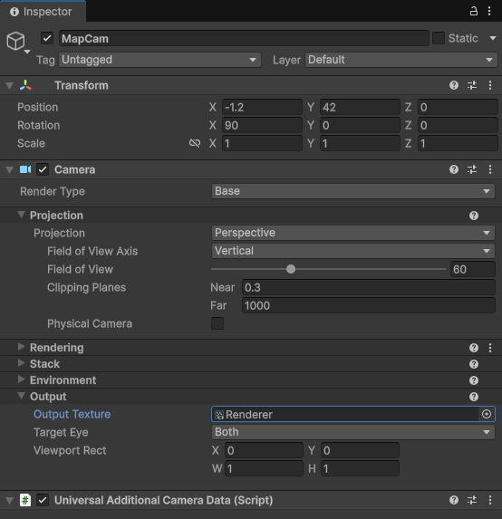 Output Texture being used to set a minimap in Unity 6