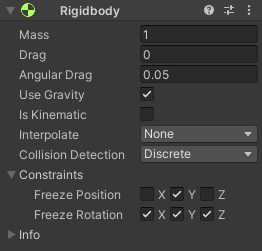 A Rigidbody component added to a game object