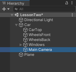 The Main Camera as a child of a game object