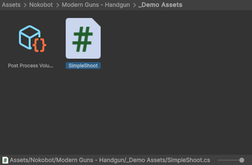 A C# script selected in the projects area of Unity