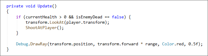 Unity C# code for the DrawRay method