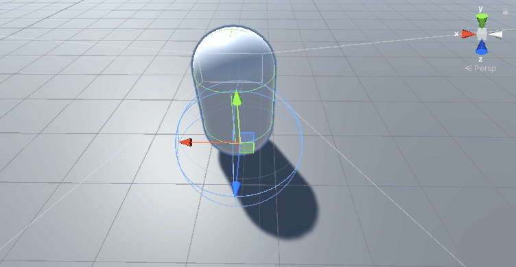 A close-up in Scene view of the first person controller