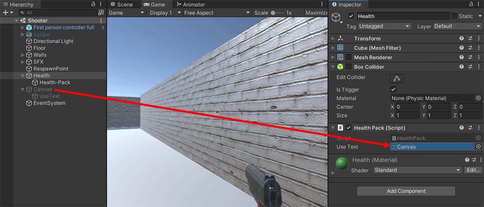 Drag and drop the canvas onto the Inspector