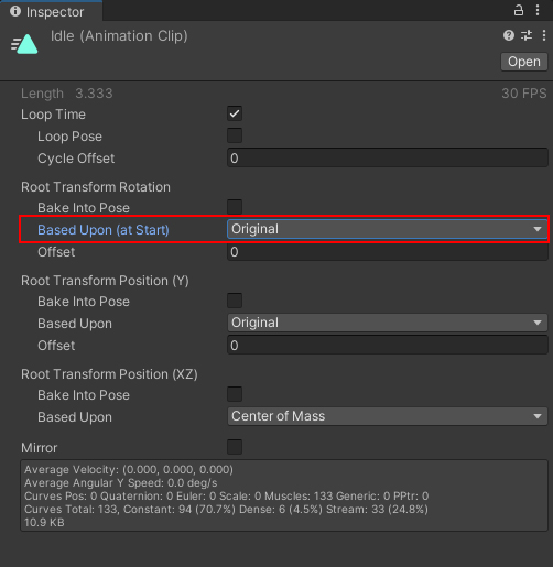 Changing the Root Transform of an animation clip