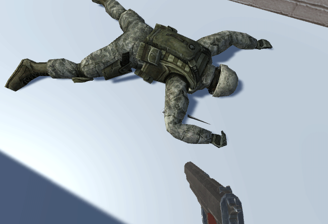 A soldier face down demonstrating an issue with the animation