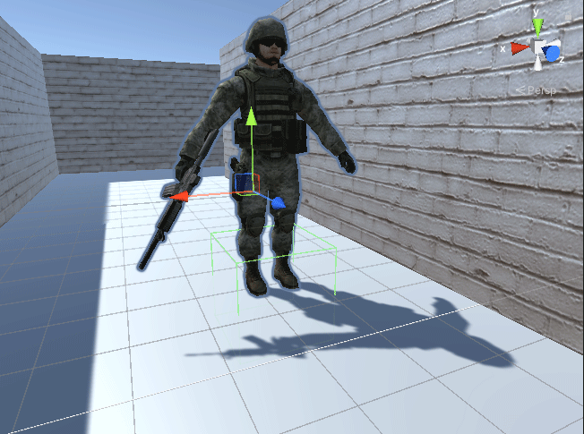A Box Collider added to a 3D model