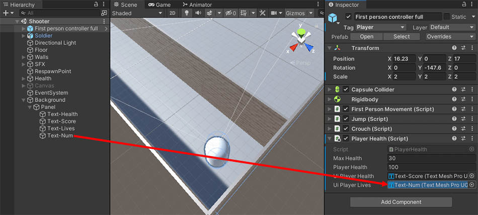 Dragging a text element onto the Inspector