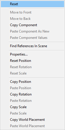 The reset menu