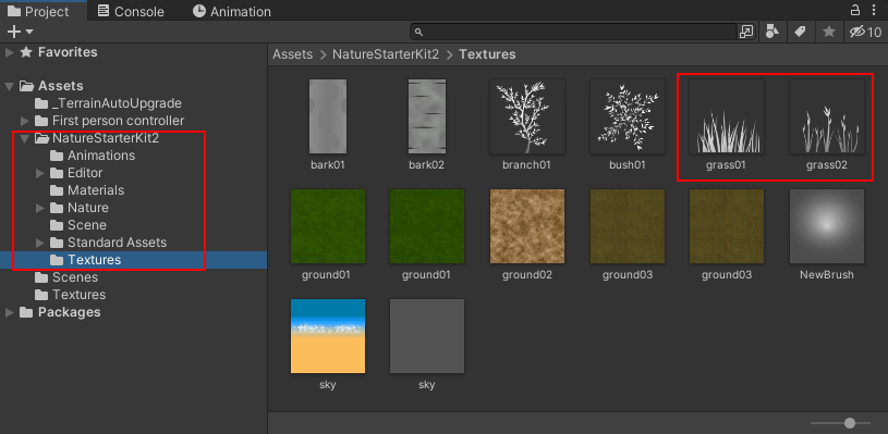 Grass textures highlighted