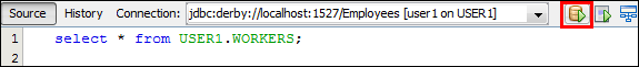 The Run SQL icon